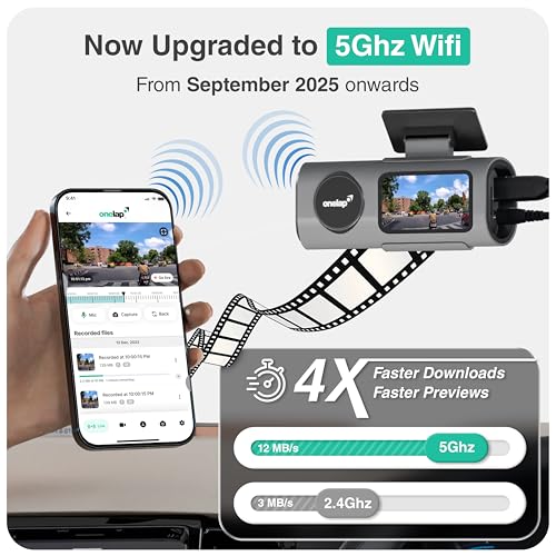 Image of Onelap Vidsure (2026 Edition Front) - 3K UpScaled to 4K Dashcam for Car | Real Sony STARVIS IMX335 | 5MP 3840p QHD Front | 5.8Ghz WiFi | HDR |1.47 inch LCD | Dual Port Charger
