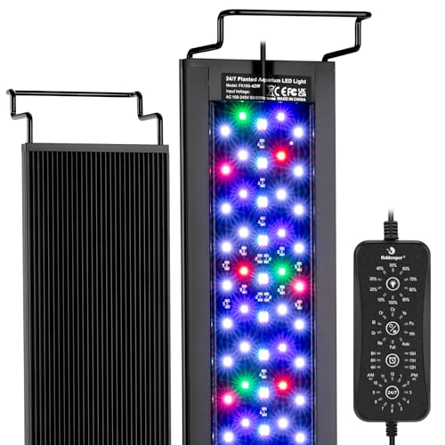 Image of fishkeeper LED Aquarium Light, 24 /7 Mode Fish Tank Light for Plant Growth, IP68 Waterproof Adjustable Brightness & Colors & Timer(4H /6H /8H /10 /11 /12H) with Extendable Bracket for 48-55 Inch Fish Tank