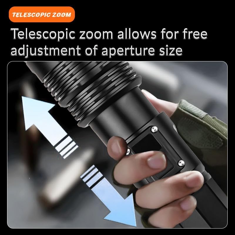 CYBERSONIC COBA Torch CB-6501 Super Bright Flashlight White Laser 30W LED USB Zoomable 1000M Range 5 Modes Digital Display Torch Outdoor Emergency Flash Light 3