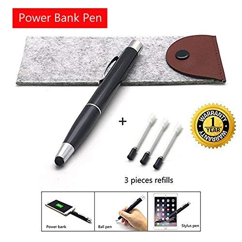 Power Bank Pen, mini convenient charging pen handwriting writing travel emergency charging small expert (Black)