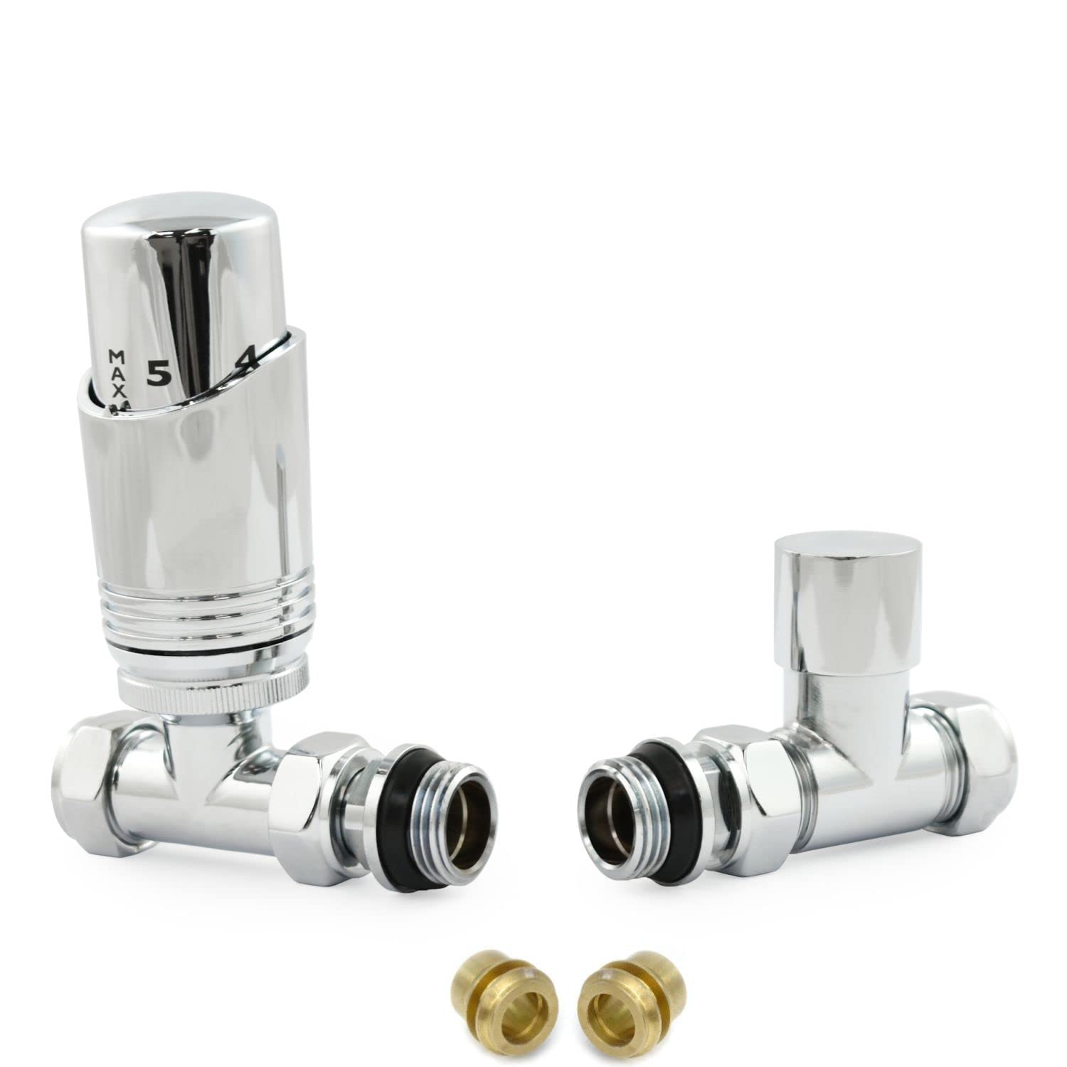 Hot Flow Chrome | Cascade Modern Straight Trv Thermostatic Radiator Valve 10Mm Compression (Chrome)