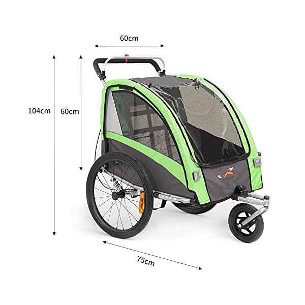 Fiximaster 2020 2 in 1 Multifunktions Fahrradanhänger Kinderwagen Kinderwagen Kinderwagen Handwagen - Grün BT504S Neu … – Bild 8