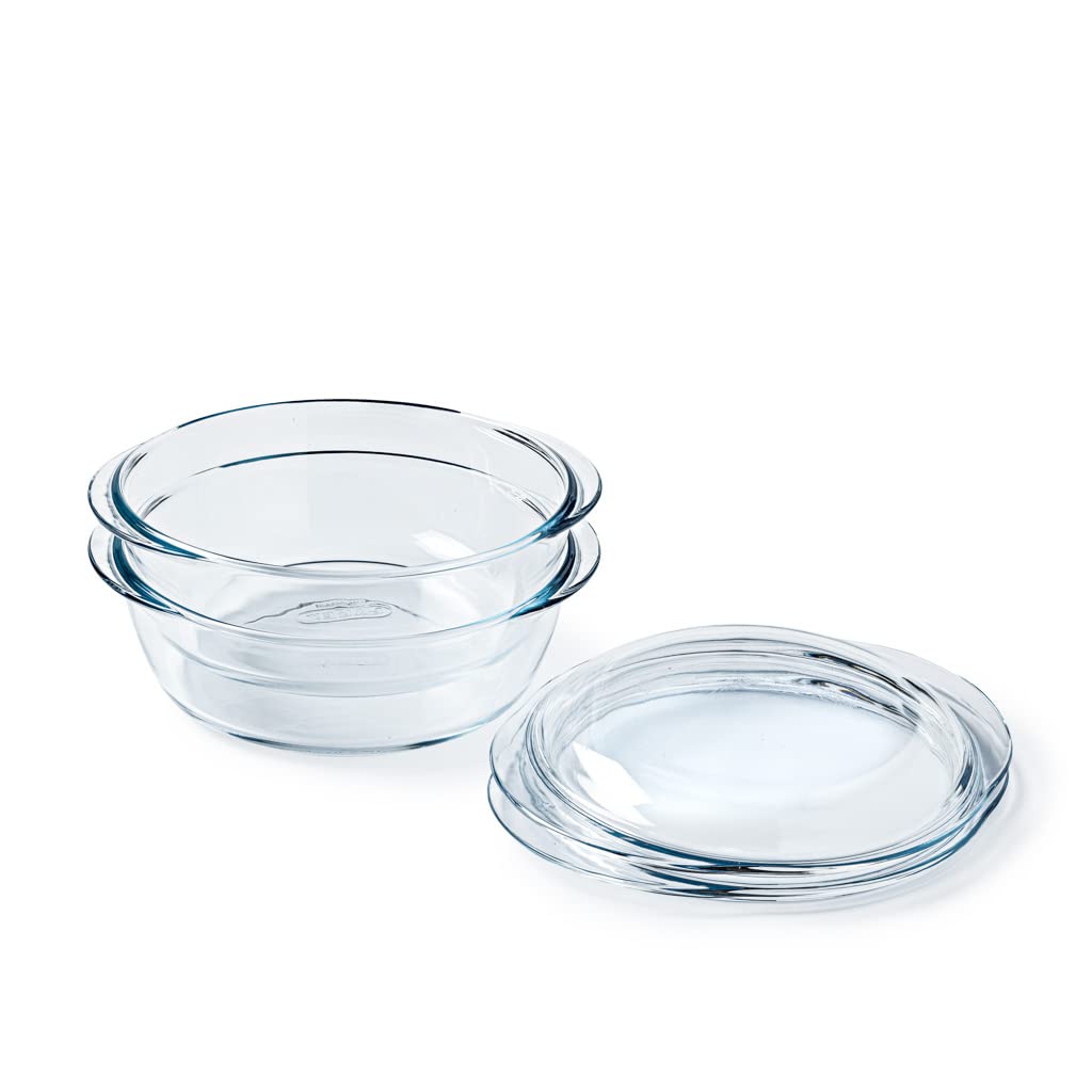 Pyrex® Collection 4 en 1| Cocotte en verre borosilicate | Lot de 2 | Cuisson vapeur, cuisine rapide et savoureuse, compatible micro-ondes et lave-vaisselle (Lot de 2 cocottes 2,3L)