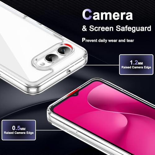 Image of Case for T-Mobile REVVL 8 5G, Military Grade Drop Protection Phone Case, Yellowing Resistant, Anti-Scratch Hard PC Back, Shockproof Hard Ultra-Thin Protective Cover, Clear
