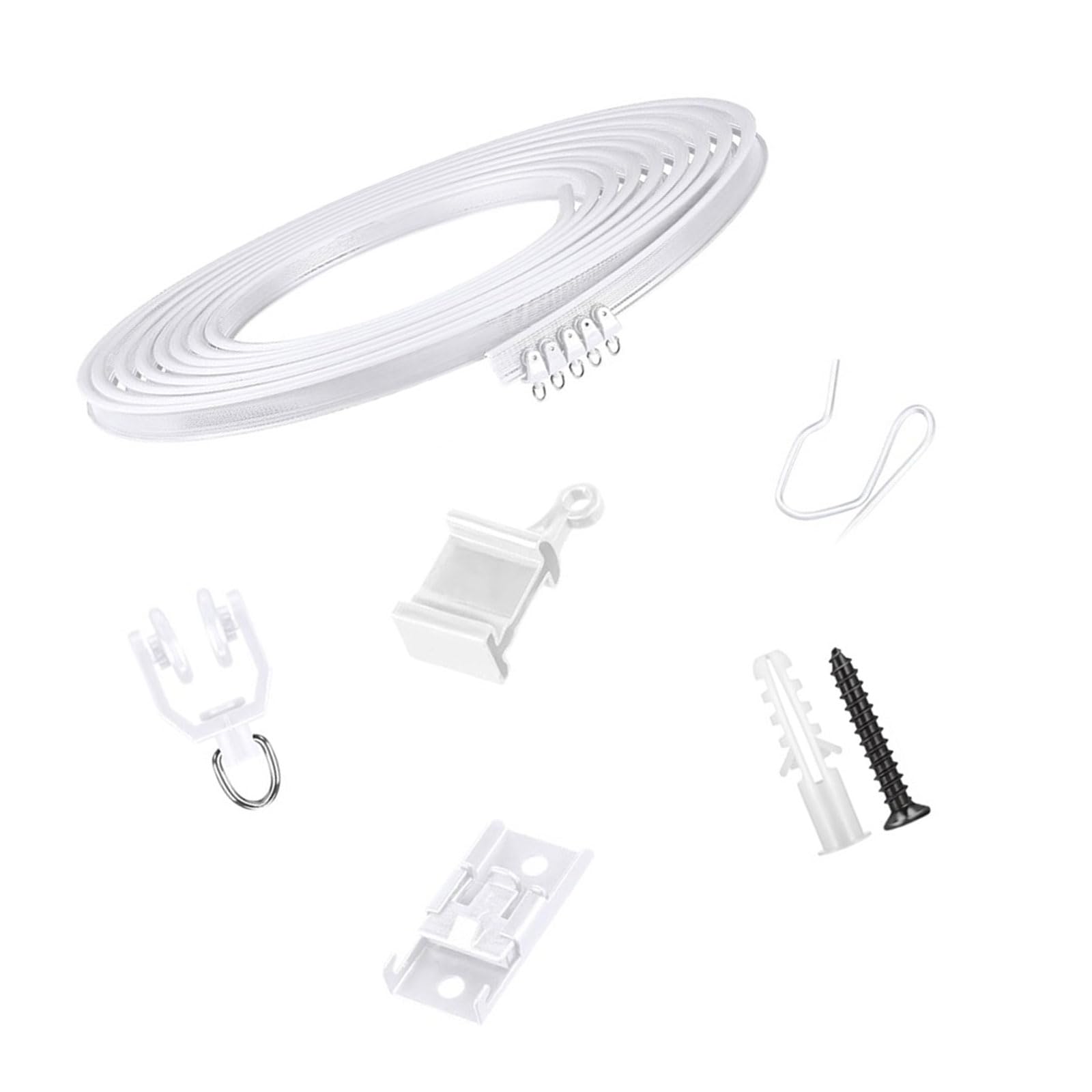 carotoe 5/10 / 20 Meter Flexible Bendable Curtain Rails Kits Quiet Glides Rollers Ceiling Track Set for Home and Decors Curved Curtain Rails