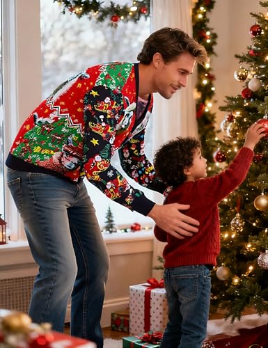 Mens Ugly Christmas Sweatshirt Fake Two Pieces 3D Printed Funny Sweater Shirts Pullover For Xmas Holiday Party 4 Mens Ugly Christmas Sweatshirt Fake Two Pieces 3D Printed Funny Sweater Shirts Pullover For Xmas Holiday Party