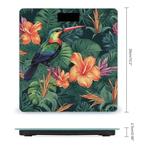 Báscula digital para baño con diseño de plantas y aves miniatura 2
