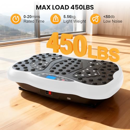 Image of Vibration Plate Exercise Machine, 10 Auto Modes /200-Levels Vibrating Plate for Lymphatic Drainage Weight Loss, 400LBS Capacity Shake Plate for Whole Body Workout for Home Gym Fitness