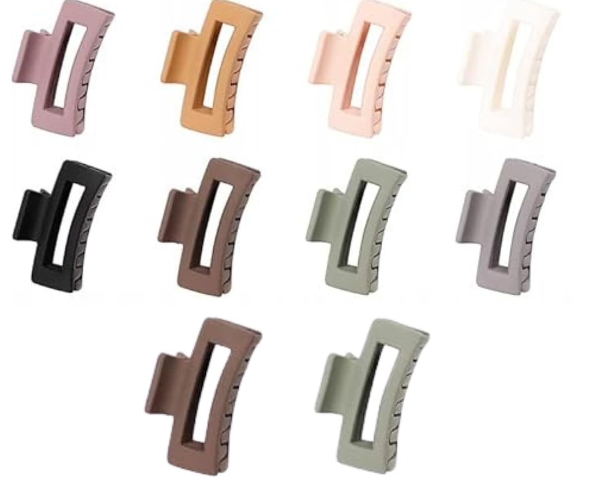 Hair Claw Clips for Women, 3.5 Inch Matte Big Claw Clips Strong Hold Non-Slip Barrettes Rectangular Hair Clips for Long Thin Thick Hair (PACK OF 8) (BIG_MULTI_RECT_8_HC)