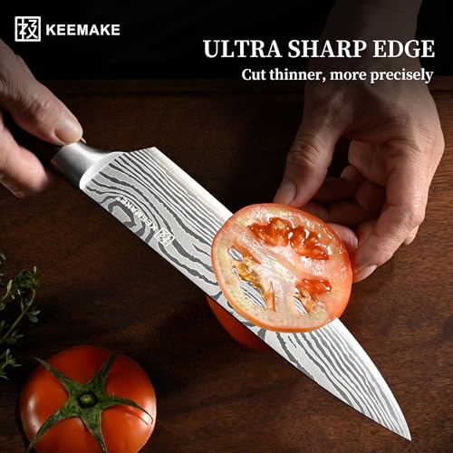 Image of KEEMAKE 7 Pieces Kitchen Knife Set, Professional Ultra Sharp Chef Knife Set | Japanese High Carbon Stainless Steel with Pakkawood Handle, Kitchen Gadgets, Unique Gifts for Women Men