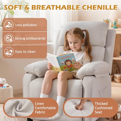 Image of Korser Recliner Chair, Living Room Chairs for Adults, Padded Deep Seat Reading Chair with Side Pockets, Small Recliners for Small Spaces, Lounge Chair for Living Room, Bedroom, and RV (Linen)