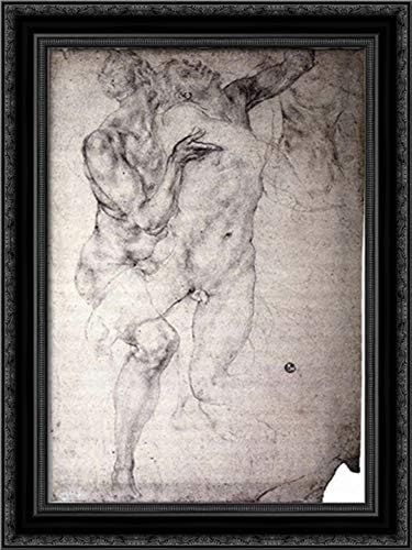 Two nudes 18x24 Black Ornate Wood Framed Canvas Art by Jacopo Pontormo