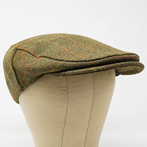 Borges & Scott Woodsman Flat Cap - Fully Waterproof – Yorkshire Tweed – 100% Wool Outer - Juniper Gold Check - 58Cm #TOP4
