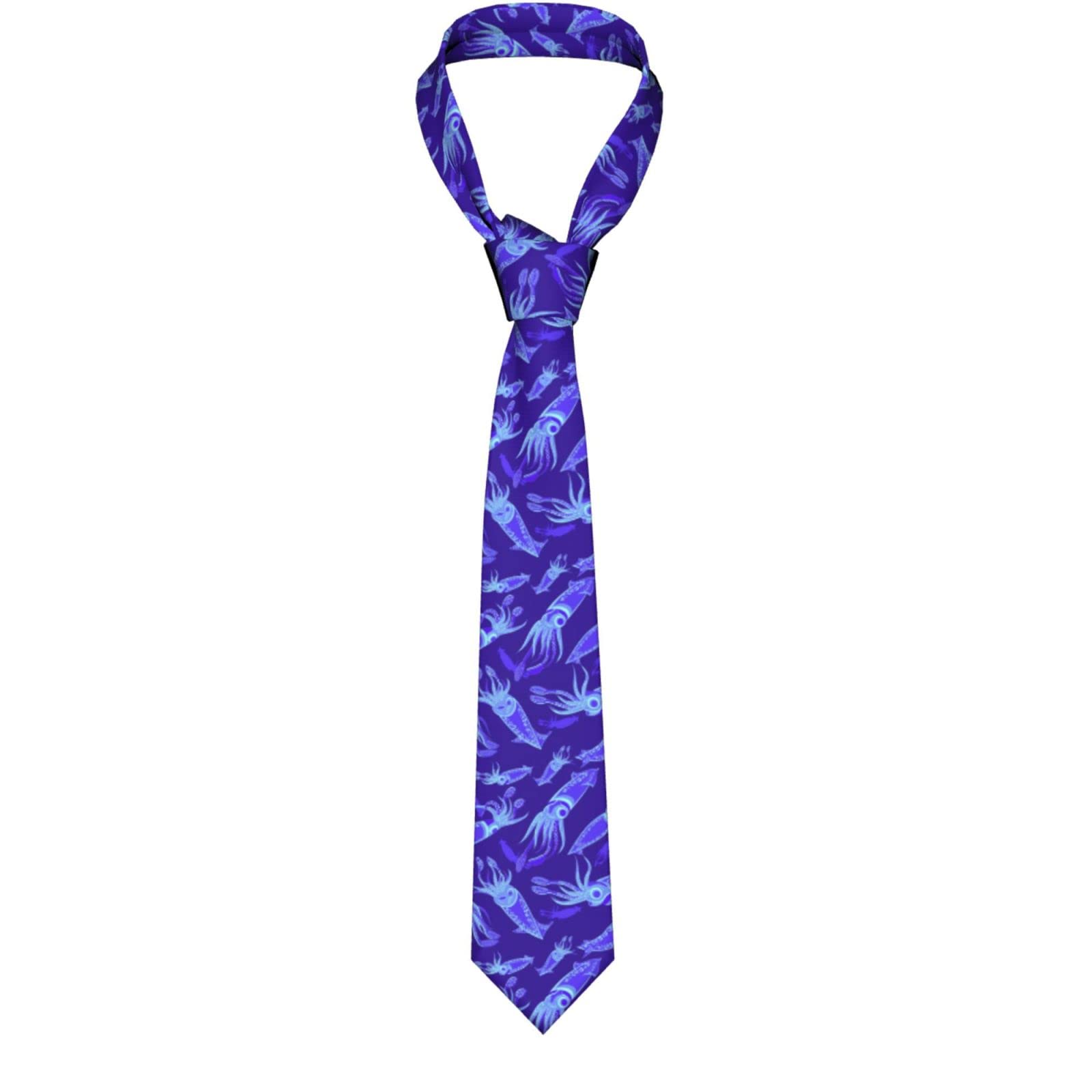 Smazdfxx Men's As Pic Squid Swimming Tie Fashion Neckties Casual Silk Neck Tie For Weddings Party Concert Holiday Gifts Ideas