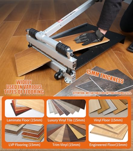 Image of CUTTEREX Heavy Duty 13 inch Professional Vinyl Floor Cutter, Multi-layer Flooring, Parquet, Fiber Cement Wall Panels, Rubber Concave Base, LVT, VCT, SPC, PVC, LVP, WPC, Vinyl Plank