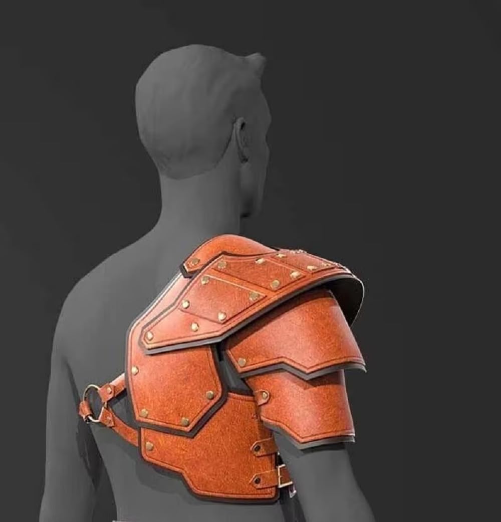 NauticalMart Leather Shoulder Armour & Wide Leather Belt - Gladiator Leather Outfit Halloween Costume Accessory for Adults
