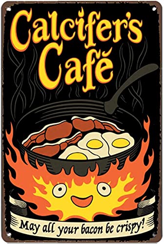 Funny Metal Sign Calcifers Cafe May All Your Bacon be