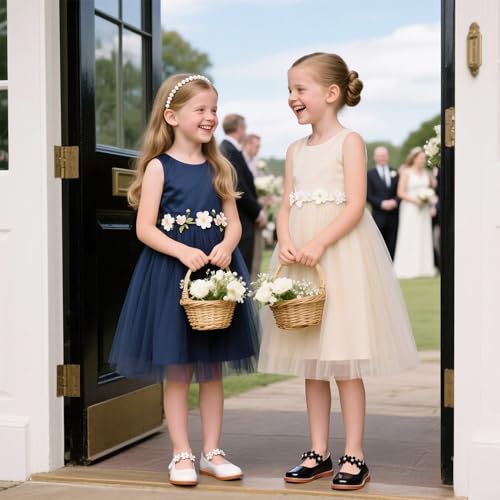 Image of Kiderence Toddler Girl Mary Jane School Uniform Dress Shoes Oxford Flats | Wide Toe Box Great Comfort for Student Shoe and Flower Girl Shoe for Wedding, Parties, Church