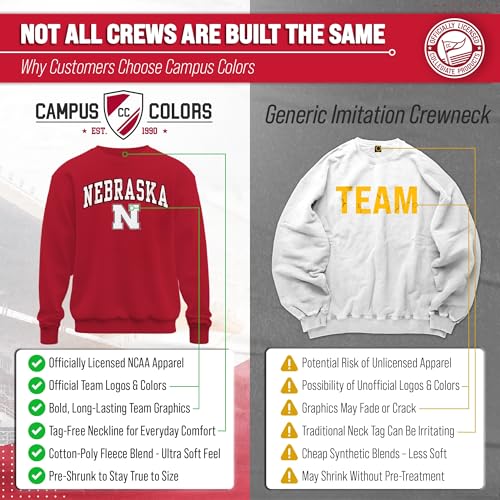Image of NCAA College Sweatshirt Fleece Crewneck Pullover for Men and Women | Officially licensed NCAA college gameday crewneck pullover - 9 oz fleece lined sweatshirt with arch and logo design