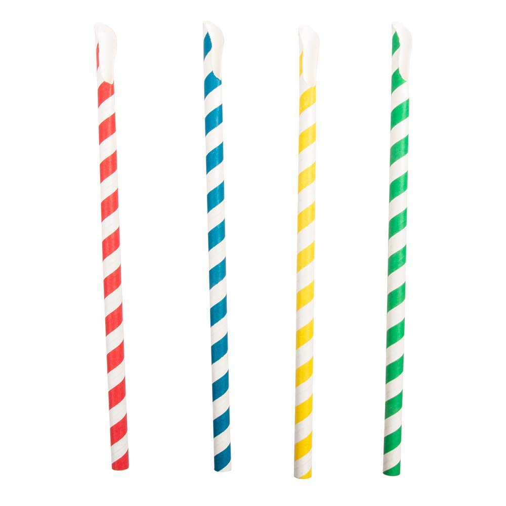 García de Pou - 100 unidades - Pajitas A Rayas Con Cuchara Ø0,8X21 Cm Surtido Papel