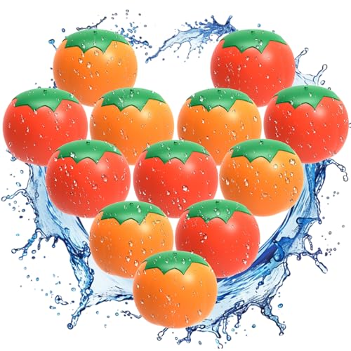 Reusable Water Balloons Refillable for Kids: Soft Tomatoes Material Self Sealing for Outdoor Activities - Summer Pool Beach Water Bomb for Boys Girls 3-12 Years (12Pack)