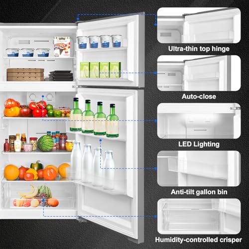 Smeta DDT-517WSMU Top Freezer Fridge, Counter Depth Refrigerator Frost Free 14.2 Cu Ft Kitchen Refrigerator thumb #2