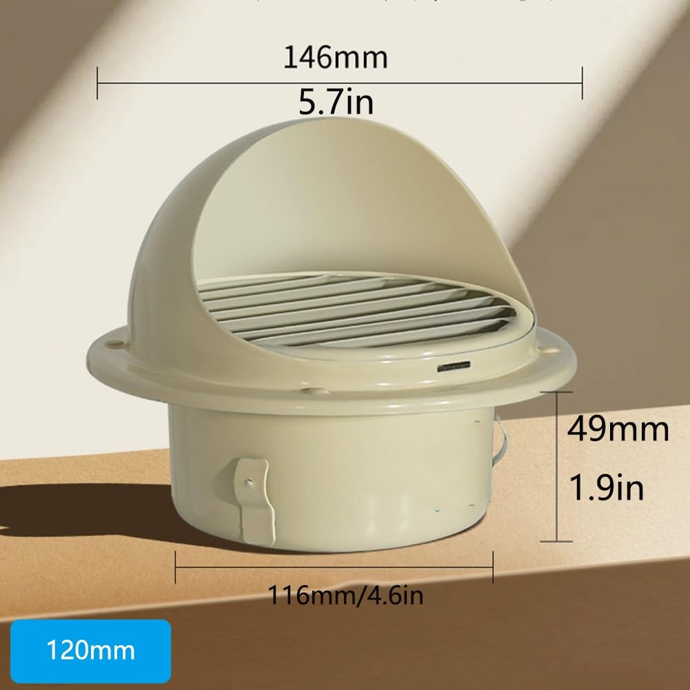 Rejilla de Ventilación de Acero Inoxidable con Malla Metálica, Cubierta de Ventilación con Lamas de 70-170 mm, para Cocina, Campana Extractora, Cuarto de Baño，secadora(120mm/4.7in)