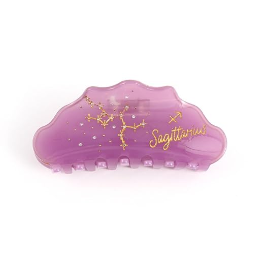 Sagittarius Constellation Acetate Hair Claw, Purple with Gold Accents Personalized Acetate Hair Clip for Women Gift 1 Piece