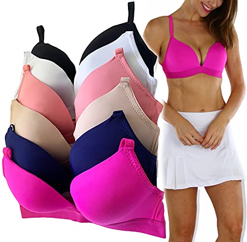 Image of ToBeInStyle Women's Pack of 6 Padded Assorted Styles Supportive Bras Cup Size - A to DDD
