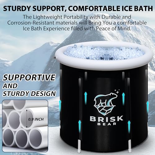 Foto de Bañera de hielo para atletas con cubierta, bañera fría extra grande para recuperación, piscina inflable de baño de hielo, inmersión fría para calmar los músculos, tina de hielo negra (imagen 7)