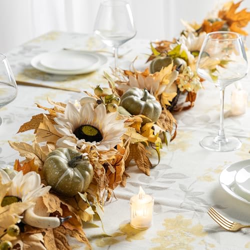 Glitzhome 72" L Neutral Fall Garland - Beige Sunflower Pumpkin