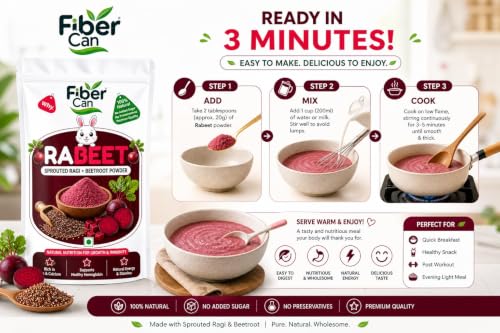 Image of Rabeet Powder 500g | Sprouted Ragi Beetroot Mix for all ages. Natural Fiber and Vitamins