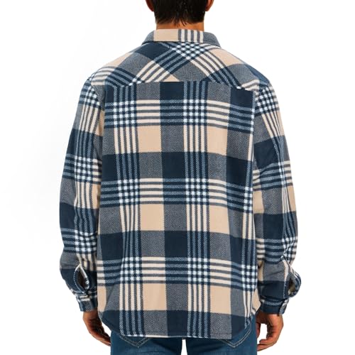 Image of HODOSPORTS Mens Flannel Shirts Jacket Fleece Sherpa Lined Heavyweight Button Down Plaid Shirts Coat Long Sleeve with Pockets