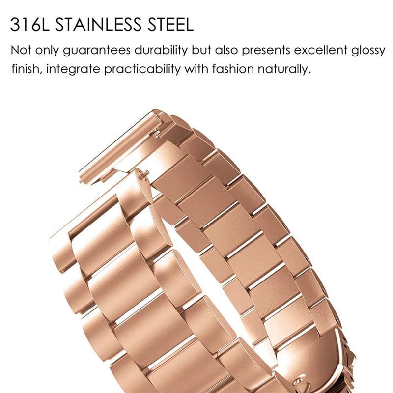 Image of INF Stainless Steel Watch Band 20mm, Quick Release Replacement Metal Business Strap, Compatible with Samsung Galaxy Watch 42mm / Gear Sport /Gear S2 Classic, Metal Bracelet for Women(Rose Gold)