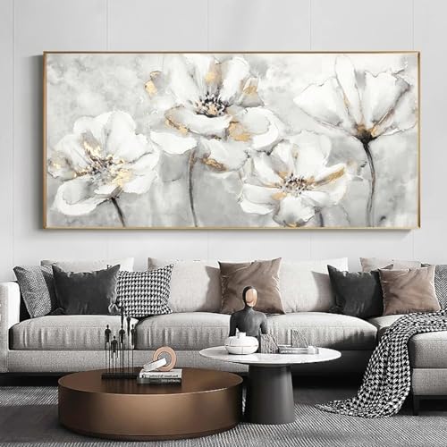 Affiches fleurs blanches art mural de salon moderne haut de gamme avec cadre - 3