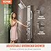 VEVOR Shower Panel Tower System, 5 Shower Modes, Digital Display Shower Panel, Rainfall, 8 Massage Jets, Tub Spout, 3-Setting Handheld Shower Head 59