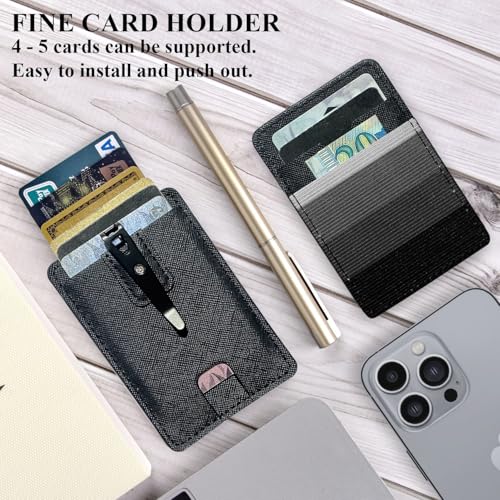 Slim Elastic Vertical Credit Card Holder,Front Pocket Wallet Elastic Card Case Wallets with Clip for Men/Women (Black)4