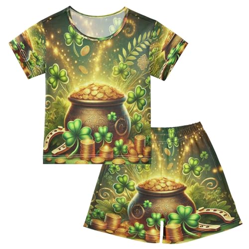 St Patrick Clover Cute Pajama Set Short Sleeve Nightwear Soft Clothes Set Summer Pajamas Cotton 5Y