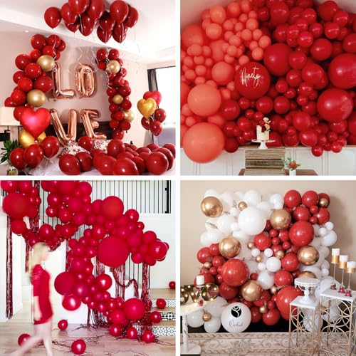 Image of PartyWoo Burgundy Balloons 100pcs 12 Inch Dark Red Maroon Ruby Red Latex Helium Balloons for Graduation Valentine's Day Wedding Anniversary Casino Citizenship Christmas Party Decorations Red-Y75
