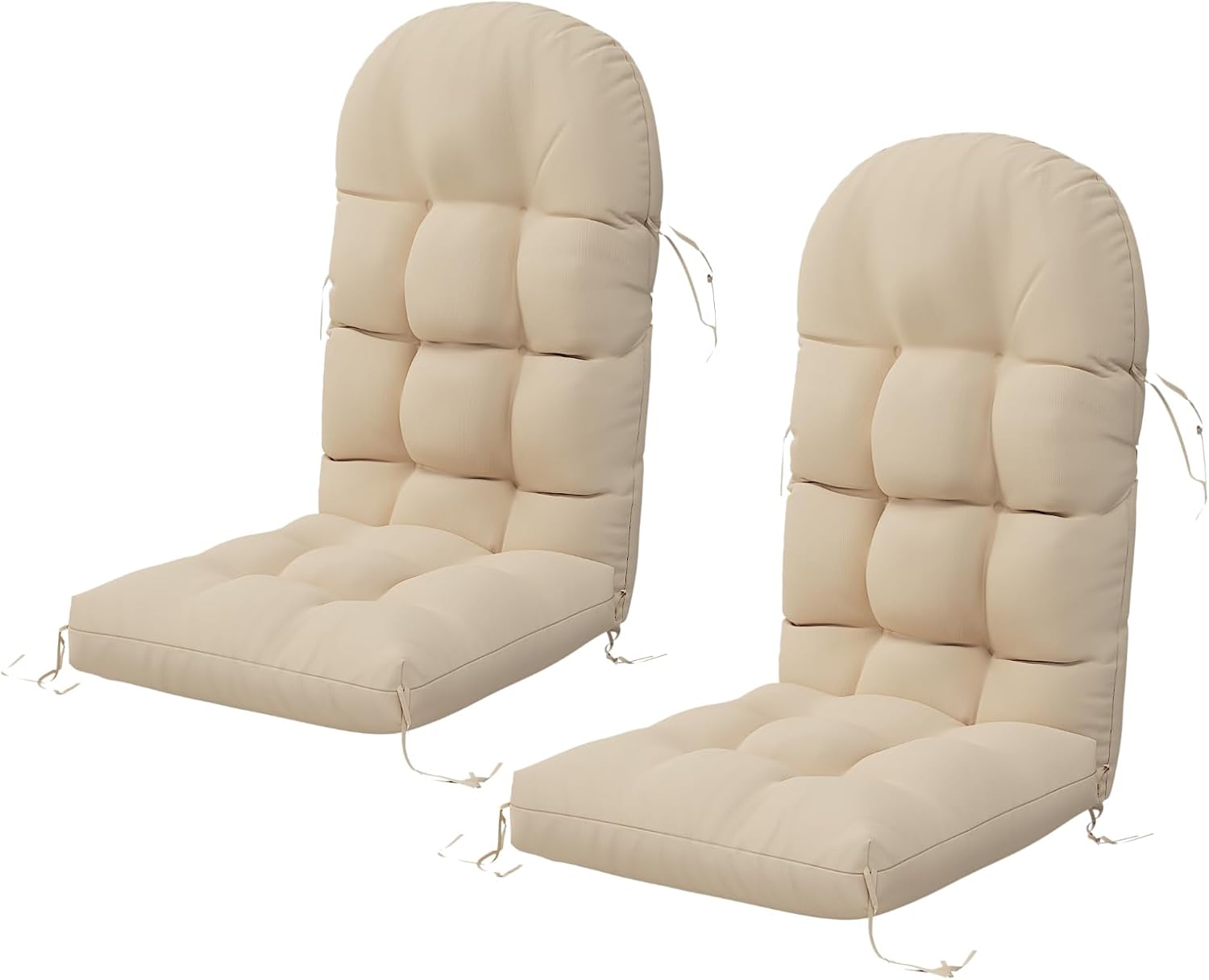 Adirondack Chair Cushion Set of 2, Rocking Chair Cushions, High Back Patio Cushions, Thickened Weather Resistant Patio Cushion with 6 Ties, Non Slip Fade & Waterproof Beige Set of 2