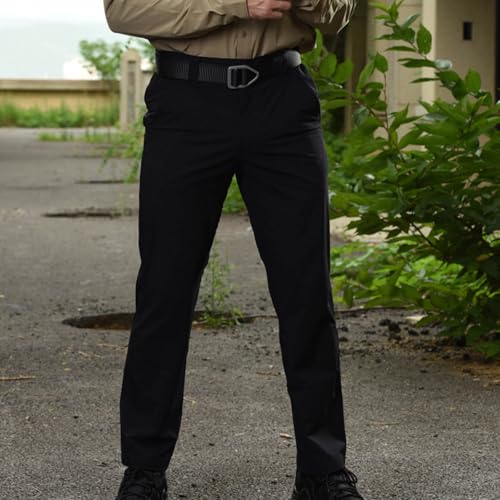 Cargo Pants for Men Straight Leg Elastic Waisted Work Joggers Baggy Button Trousers with Pockets with Belt Loops3