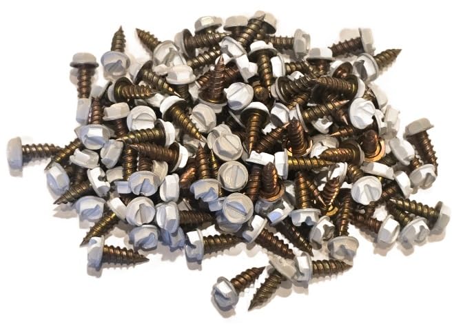 1000 Count White Painted Premium Rain Gutter Screws #8 x 1/2" Long, Zinc Plated, Corrosion Resistant, Self Tapping, Self Starting, Downspout, Sheet Metal Zip Screws, Slotted Hex Head