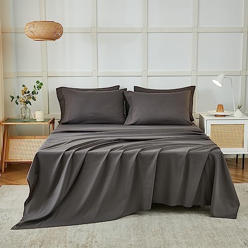 Image of ILAVANDE Queen Sheets Set 6 Piece,Hotel Luxury Super Soft 1800 Series Microfiber Queen Bed Sheets Set-Wrinkle Free & Breathable-14 Deep Pocket Sheets for Queen Size Bed(Queen,Neutral Grey)
