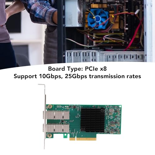 Adaptador PCIe GOWENIC con Doble Puerto Ethernet 10G 25G, Tarjeta de Red 2X 25G SFP28 RDMA SR IOV IPsec Offload con PXE UEFI iSCSI para Windows 8.1 y 10 miniatura 5