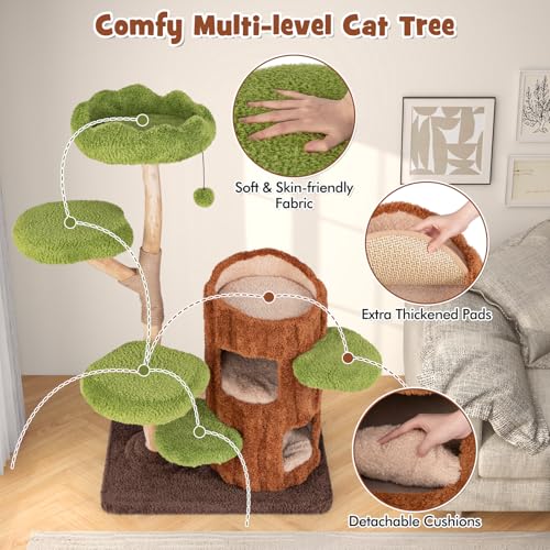 Árbol para gatos de madera sólida Tangkula 3 niveles miniatura 4