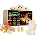 KoleSummit Mini Firewood 4" Kiln Dried Fire Pit Wood for Solo Stove Accessories, Camp Stoves, Tabletop Pits, BBQ Grills & Pizza Ovens 2 lb Box with Fire Starters & Handling Gloves