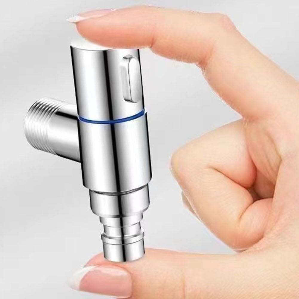 Válvula angular de acero inoxidable para lavadora, grifo de parada de agua de 1,27 cm, conector de pared de apertura rápida, color negro y gris, grifo de agua duradero para uso doméstico