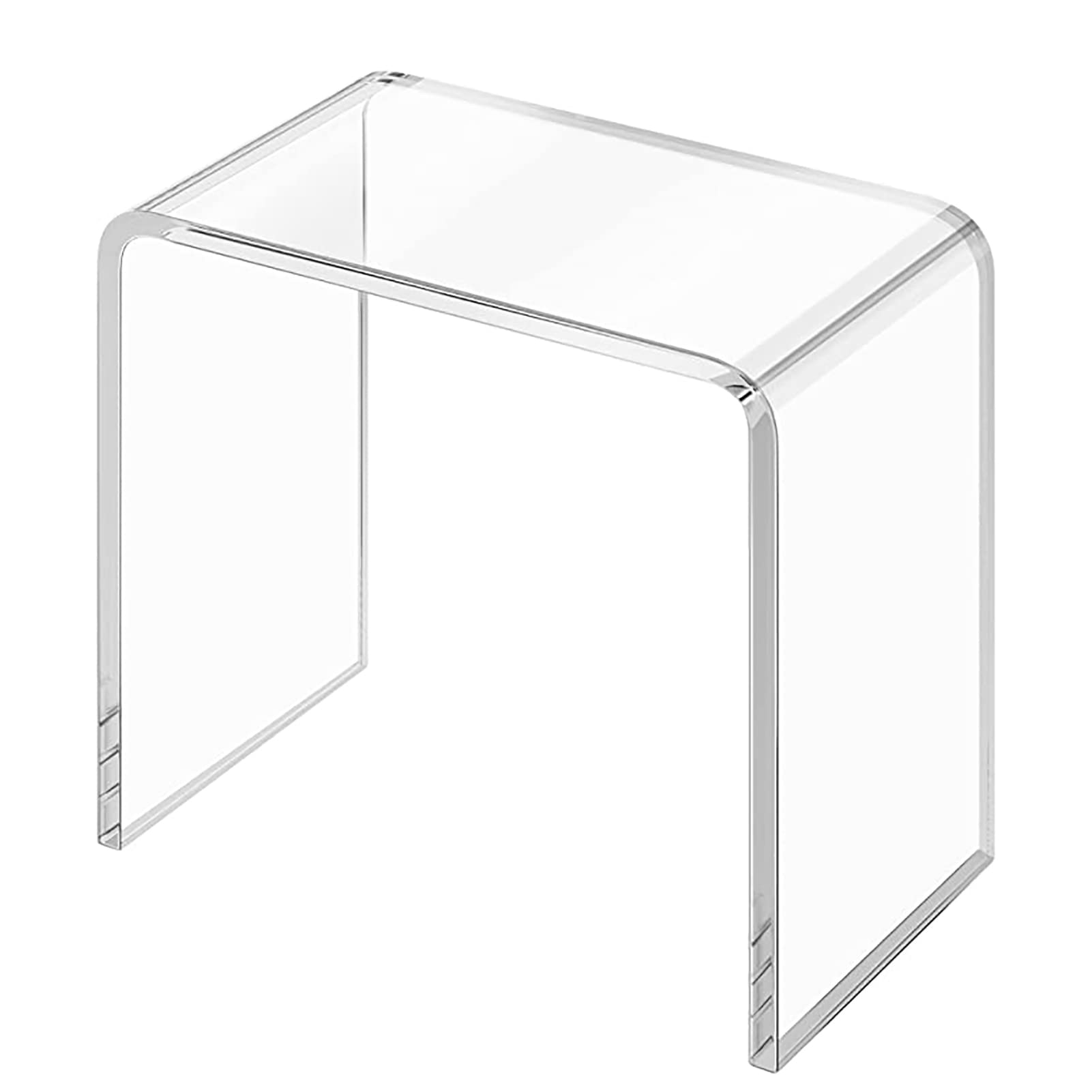 BINNGY Transparent Acrylic Table Side Table Sofa Corner Table Modern Shoe Changing Stool Living Room Movable Small Coffee Table, 425 * 280 * 400mm,Clear