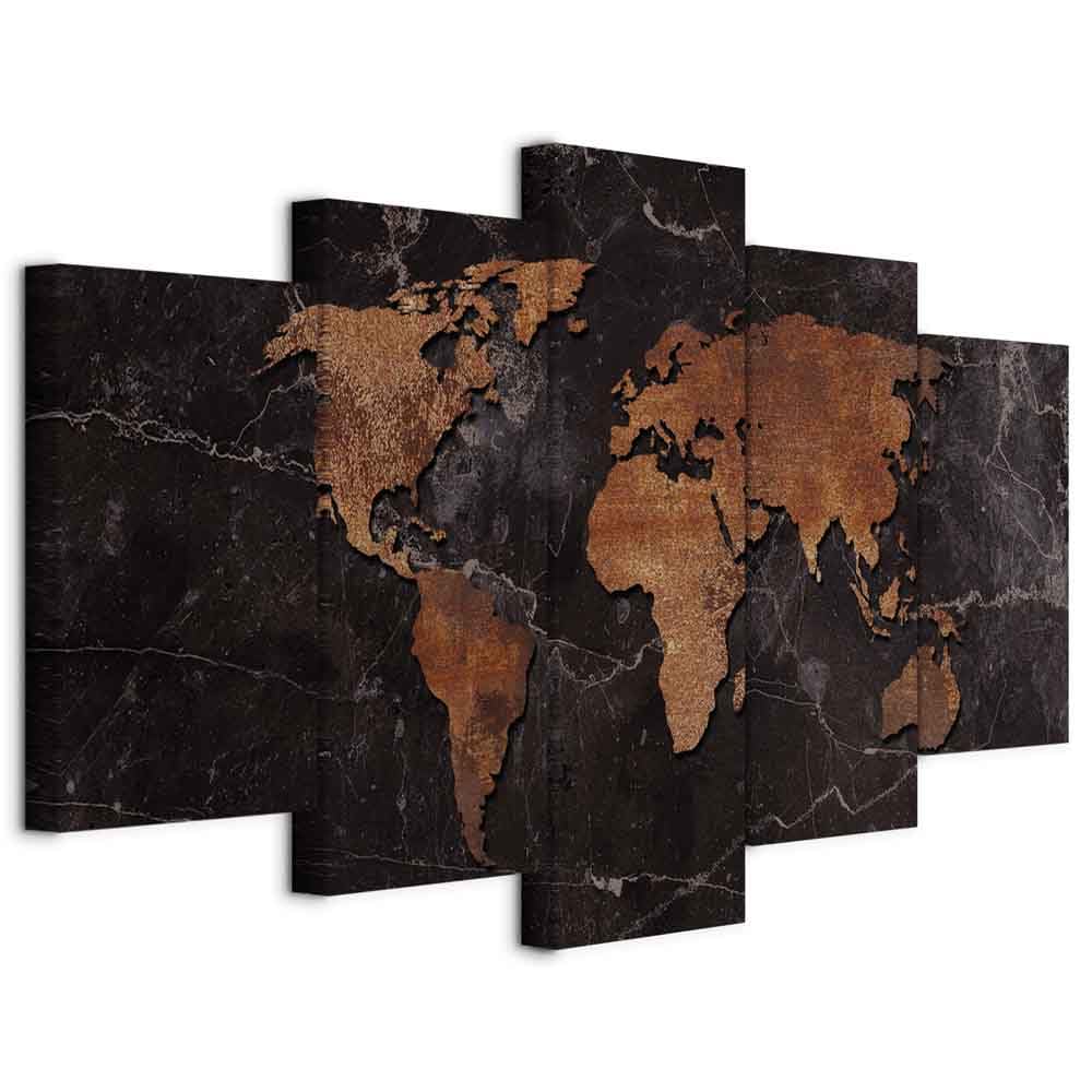 murando - Quadro Acustico Mappamondo 5 pezzi schiuma acustica Quadri Moderni Camera da Letto Matrimoniale - Stampa su Tela - Pannelli Fonoassorbenti Decorativi - Fonoassorbente Acustiche