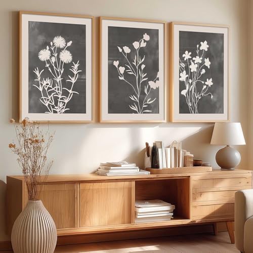 Image of kotart Aesthetic Botanical Art Home Decoration Painting | Floral Paintings With Frame For Living Room Bed Room Hotel Wall Decor Digital Reprint Set of 3 (35x37 Inch)